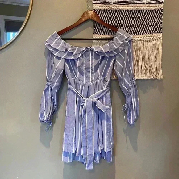 AUTEUR REVOLVE LINDA STRIPE OFF THE SHOULDER DRESS - Picture 5 of 9